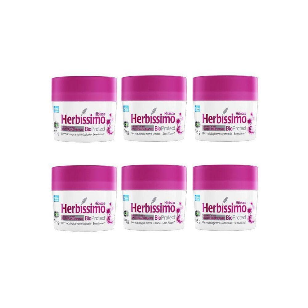 Desodorante Creme Herbíssimo 55G Bio Protect Hibisco-Kit 6Un