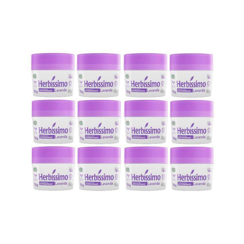 Desodorante Creme Herbíssimo 55G Lavanda - Kit Com 12Un