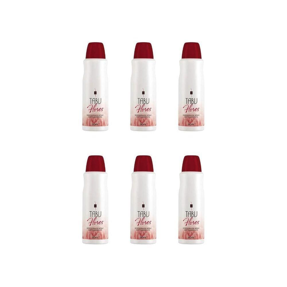 Desodorante Spray Tabu Flores 90Ml - Kit Com 6Un