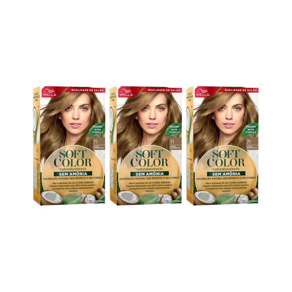 Coloraçao Soft Color 71 Louro Acinzentado-Kit C/3Un