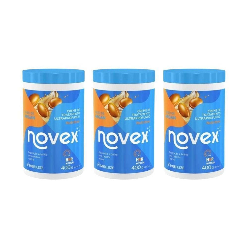 Creme De Tratamento Novex 400G Oleo De Argan - Kit Com 3Un