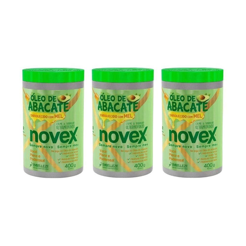 Creme De Tratamento Novex 400G Oleo De Abacate - Kit Com 3Un