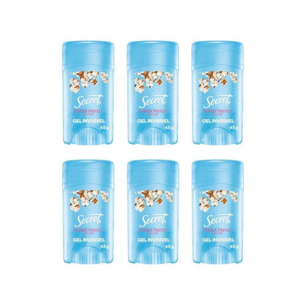 Desodorante Secret Clear Gel Cotton 45G - Kit Com 6Un