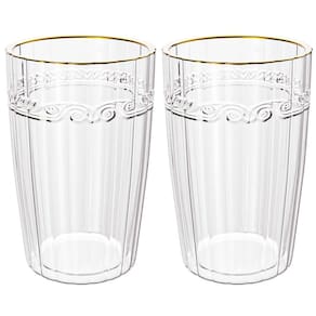 Jogo de Copos de Cristal Transparente Fio de Ouro Imperial 370ml 2 peças - Lyor