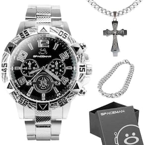 Relogio Masculino Aço Inox + Pulseira + Caixa Analogico