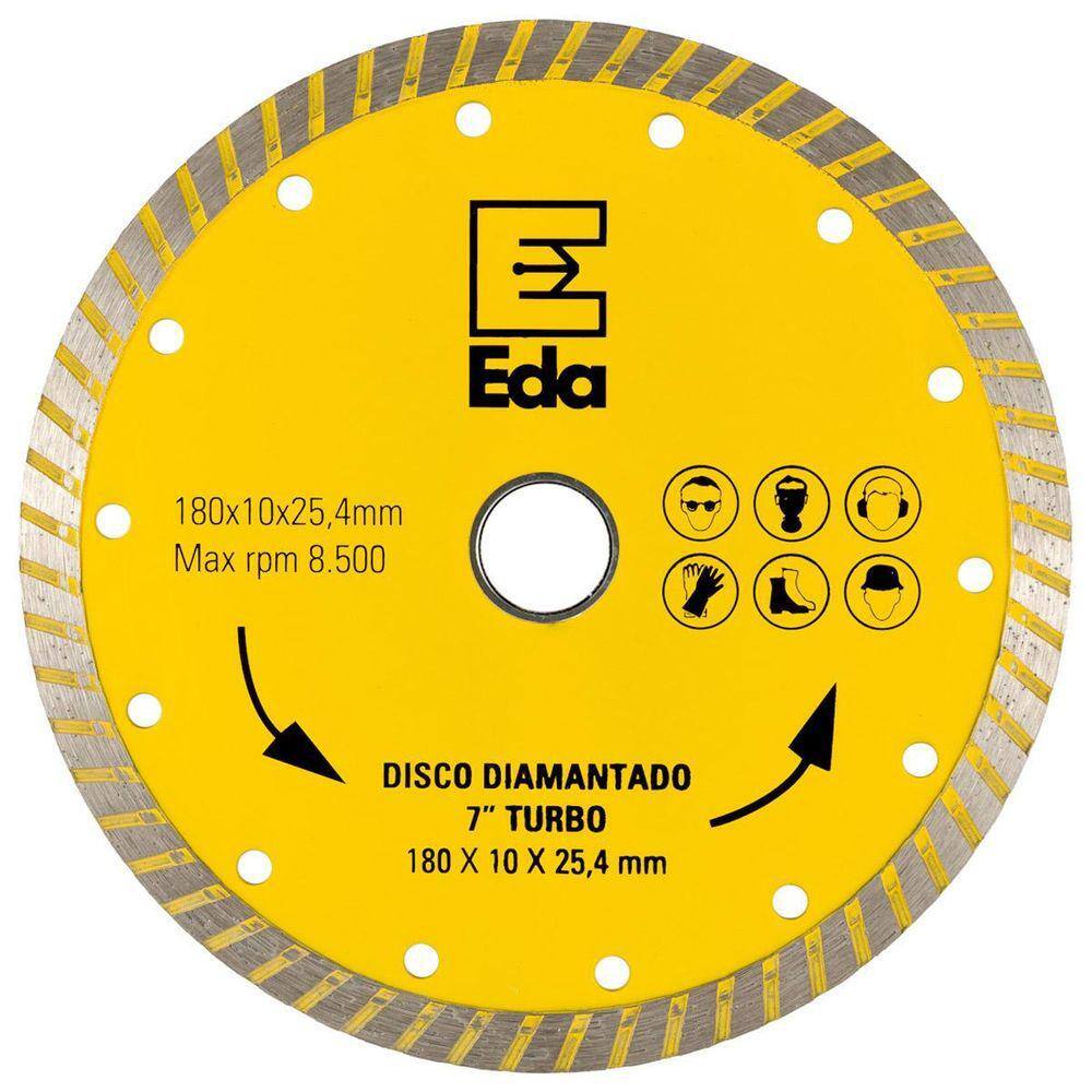 Disco Diamantado Turbo 180Mm X 25,4 7Pol Eda Profissional