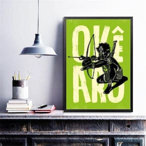 Quadro Poster Candomblé Oxóssi 33X24Cm - Com Vidro