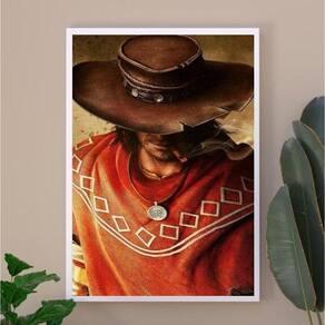 Quadro Decorativo Boiadeiro Umbanda 45X34Cm - Com Vidro