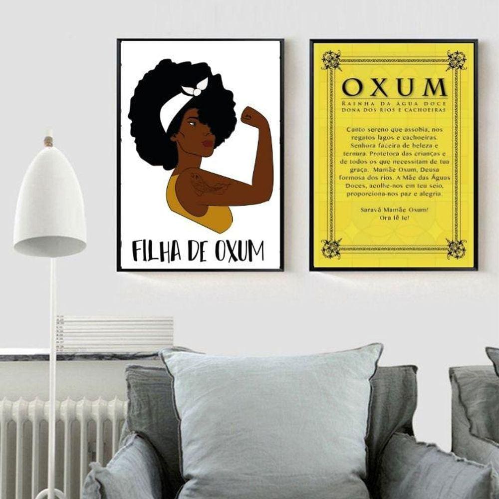 Kit 2 Quadros Candomblé Filha De Oxum 33X24Cm