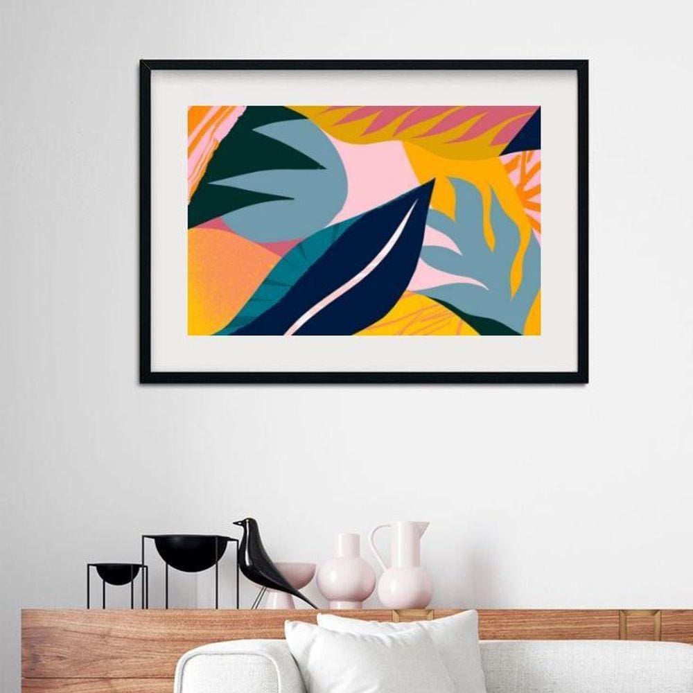 Quadro Horizontal Folhagens Coloridas - 60X48Cm
