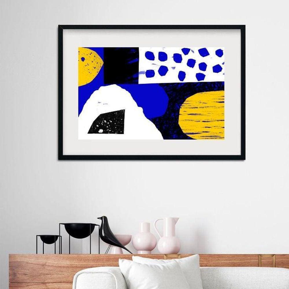 Quadro Horizontal Nuances Azul E Amarelo - 60X48Cm