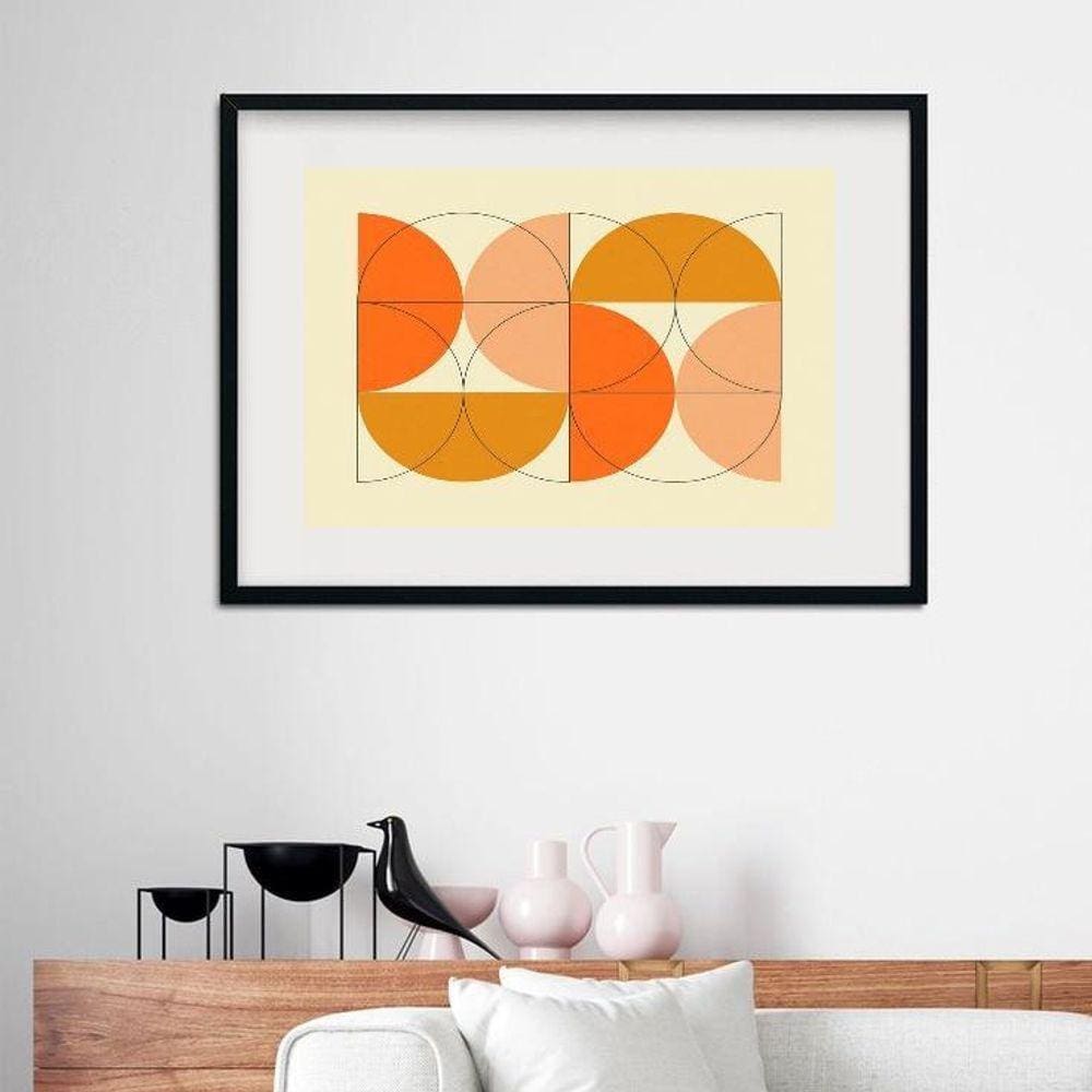 Quadro Geométrico Do Laranja Ao Mostarda - 60X48Cm