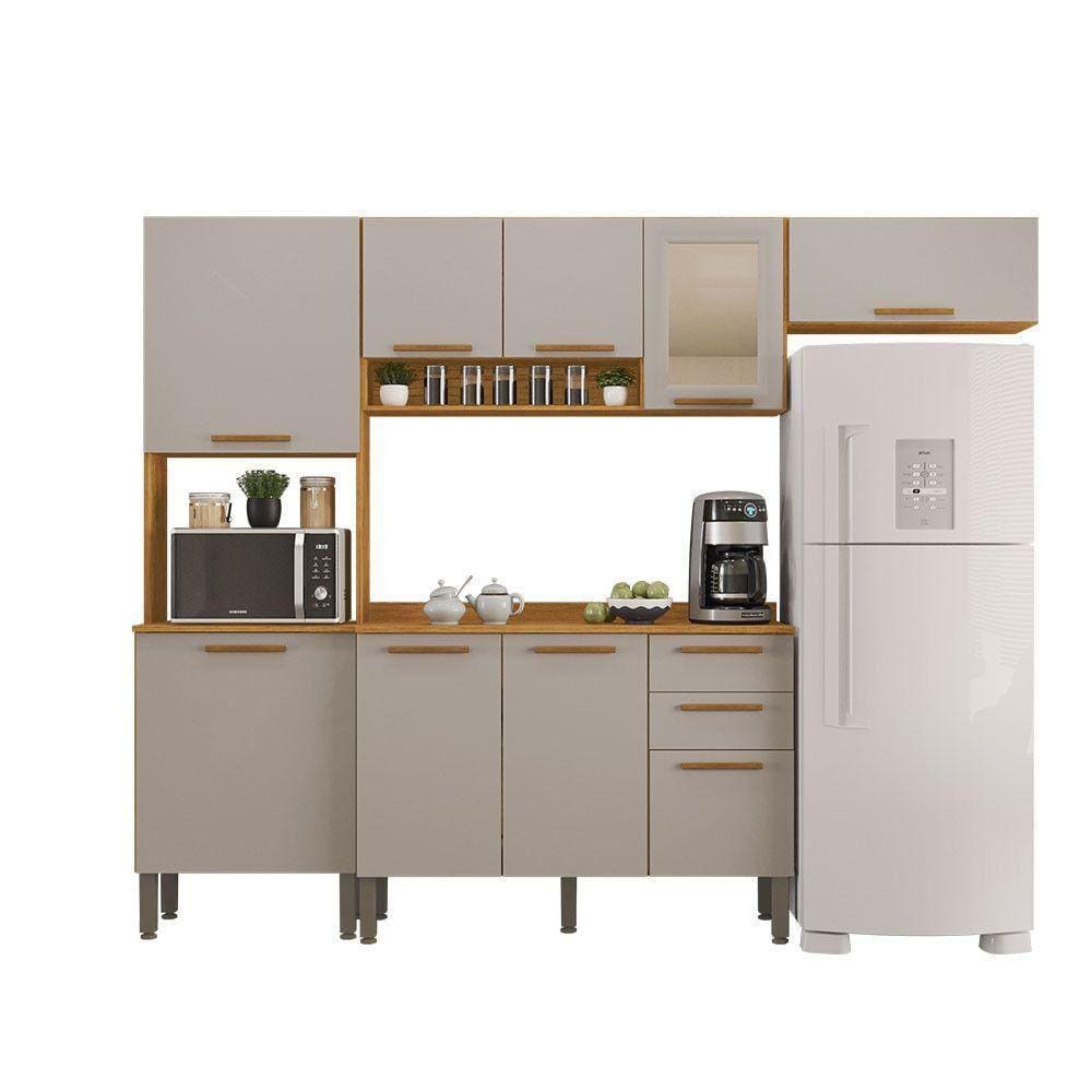 Cozinha Completa New Valencia Vidro Reflecta 4 Pçs 8 Portas Cinamomo - Off White