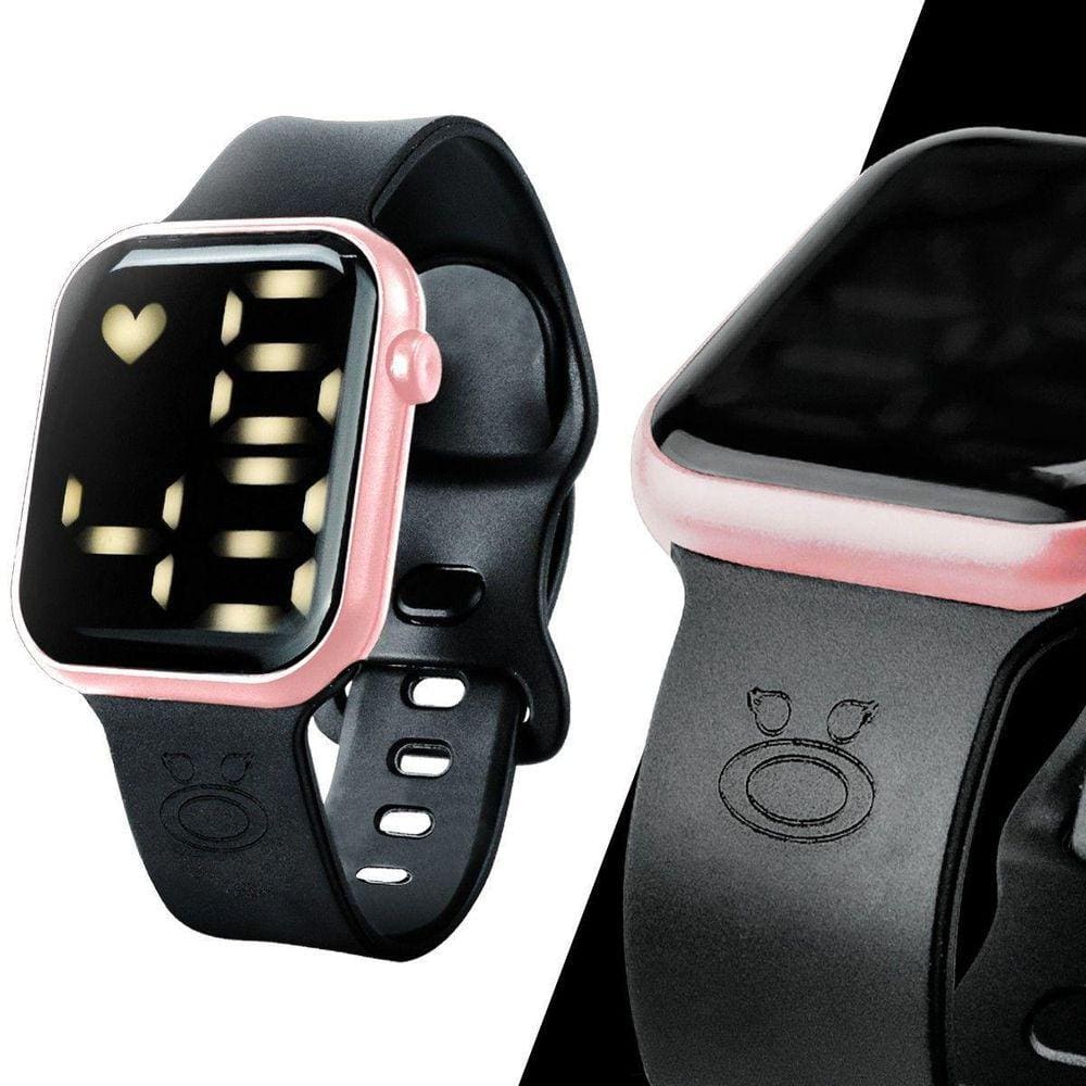 Relogio Rosa Feminino Digital Silicone Prova Dagua Ajustavel