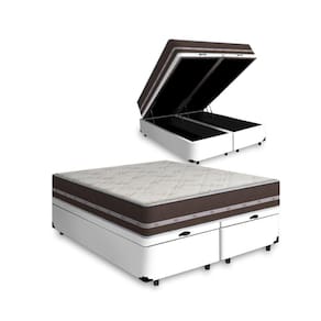 Cama Box com Baú Queen + Colchão de molas - Anjos - Classic Superlastic 158cm