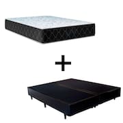 Cama Box King 193 Tecido Sintético Preto Com Colchão Marrocos - Poliéster - Espuma D33 30cm