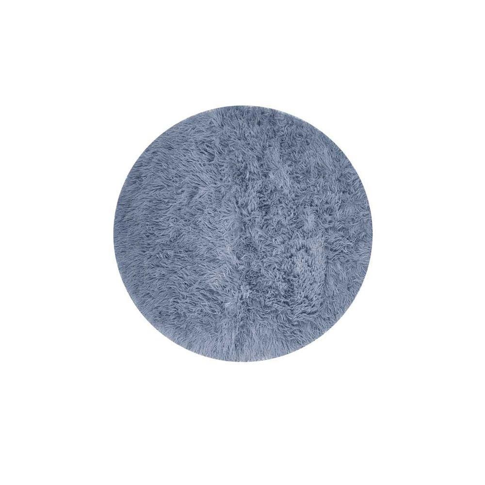 Tapete Redondo Banheiro Quarto Azul Cinza Felpudo Antiderrapante 60cm