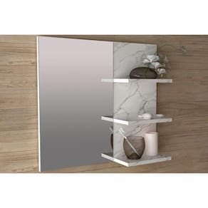 Armário De Banheiro C-espelho Suspenso Bn3608 60cm Cor Mármore Branco - Tecno Mobili