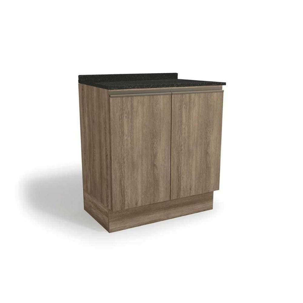 Balcão De Cozinha Maxxi G744 2 Portas C/tampo 80cm Nogal/preto Brilho - Kappesberg