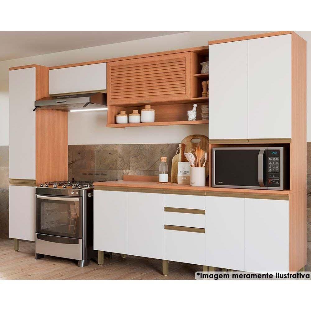 Cozinha Completa Thela Macadâmia 5 Peças (2aéreos+1balcão+2paneleiros) Czc19 Freijo-branco - Telasul