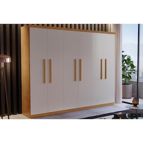Guarda Roupa Solteiro 6 Portas E 2 Gavetas Espanha Naturale-off White - Rufato