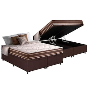 Conjunto Box Baú King: Colchão Molas Ensacadas Duo Sono + Base Crc Courano Brown(193x203)
