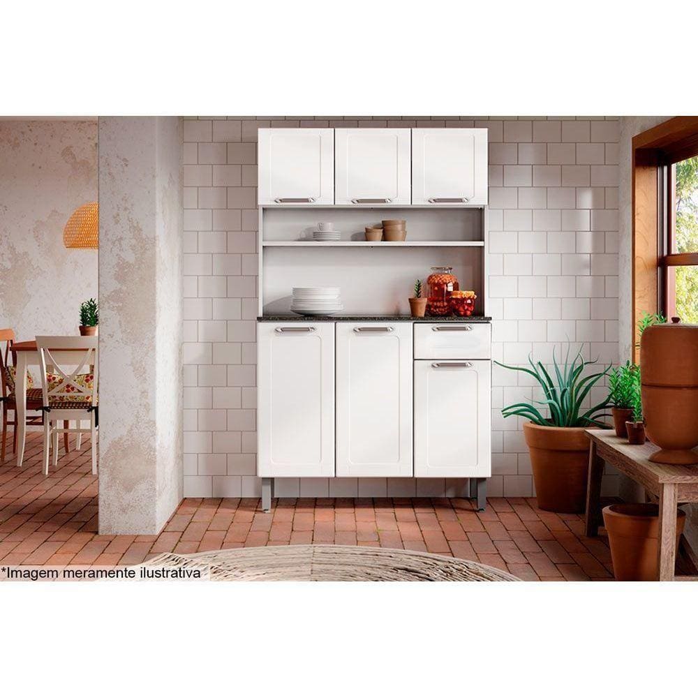 Kit De Cozinha Compacta Dona Maria C- 6 Portas E 1 Gaveta 105cm Branco - Bertolini