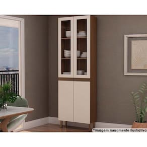 Paneleiro De Cozinha Conecta C- 4 Portas C- Vidro Off White-ebano - Genialflex