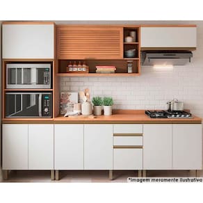 Cozinha Completa Thela Macadâmia 5 Peças (2aéreos+2balcões+1paneleiro) Czc23 Freijo/branco - Telasul