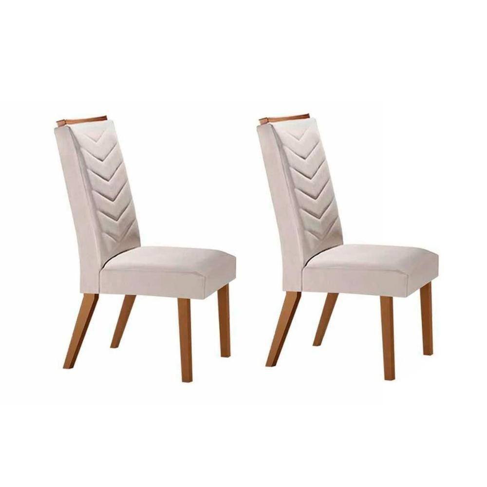 Cadeira Sala De Jantar Londrina Madeira Kit 2 Un Capuccino/veludo Creme - Rufato