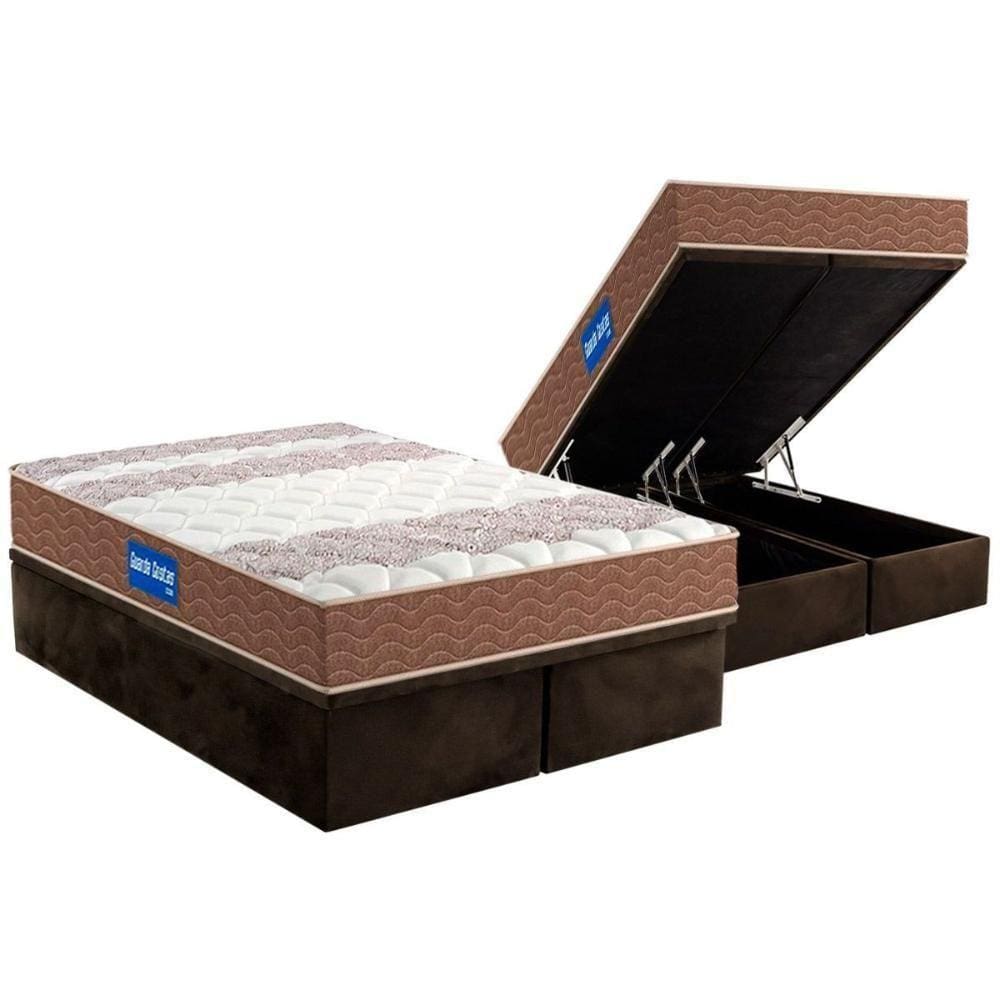 Conjunto Box Baú Queen: Colchão Espuma Probel D33 Guarda Costas + Base Crc Suede Brown(158x198)