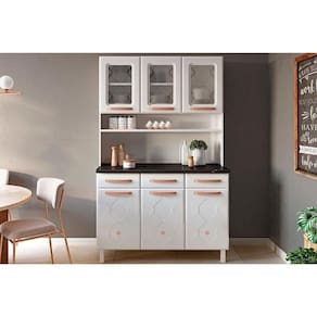 Kit De Cozinha Compacta Mirage New Aço 6 Portas E 3 Gavetas 120cm Branco - Telasul