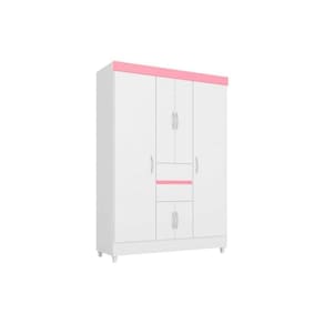 Guarda Roupa Solteiro 6 Portas E 2 Gavetas Ecom Ii Branco-rosa - Demóbile