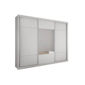 Guarda Roupa Casal 3 Portas De Correr E 4 Gavetas C- Espelho Arezzo Plus Branco - Novo Horizonte