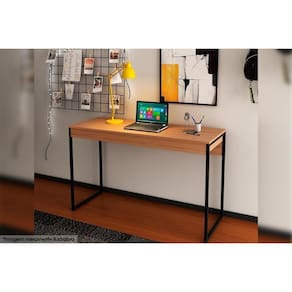 Mesa De Computador Industrial Me4160 Amêndoa-preto - Tecno Mobili