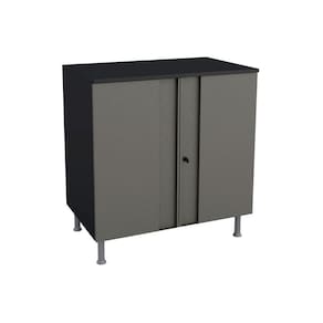 Balcão Multiuso P-área Serviço Multibox Aço 2 Portas C-chave C-tampo 80cm Preto-cinza - Telasul