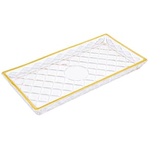 Travessa Bandeja Vidro Retangular Diamond Fio Ouro Lyor 5399