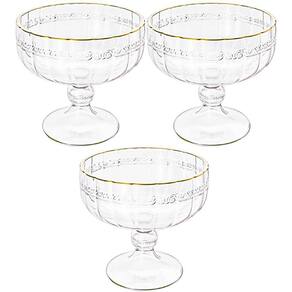 Taça Sobremesa Em Cristal Imperial Fio Ouro 200Ml 3 Peças