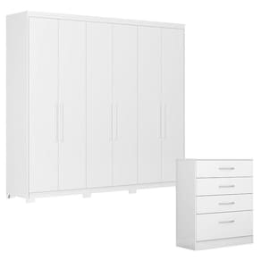 Cômoda Astral e Guarda Roupa Casal Venice 62780PE Branco Brilho com Pés - Demóbile