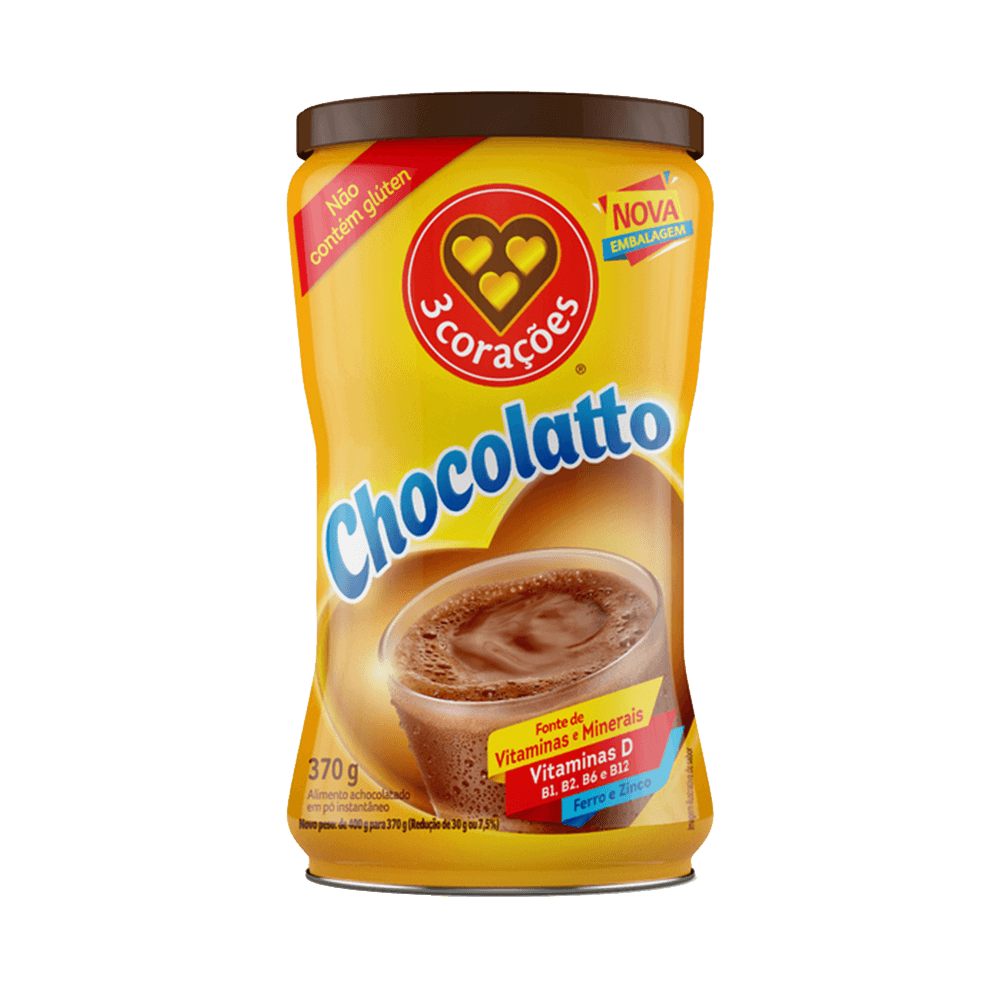 Achocolatado Chocolatto 3 Corações Lata 370g
