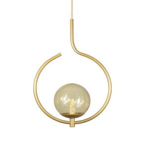 Pendente Lustre On Loop Dourado Com Globo De Vidro Ambar