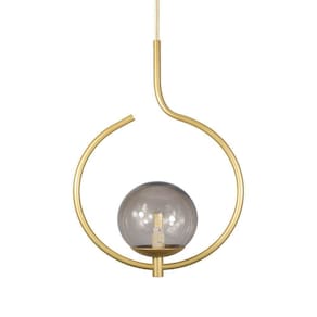 Pendente Lustre On Loop Dourado Com Globo De Vidro Fume