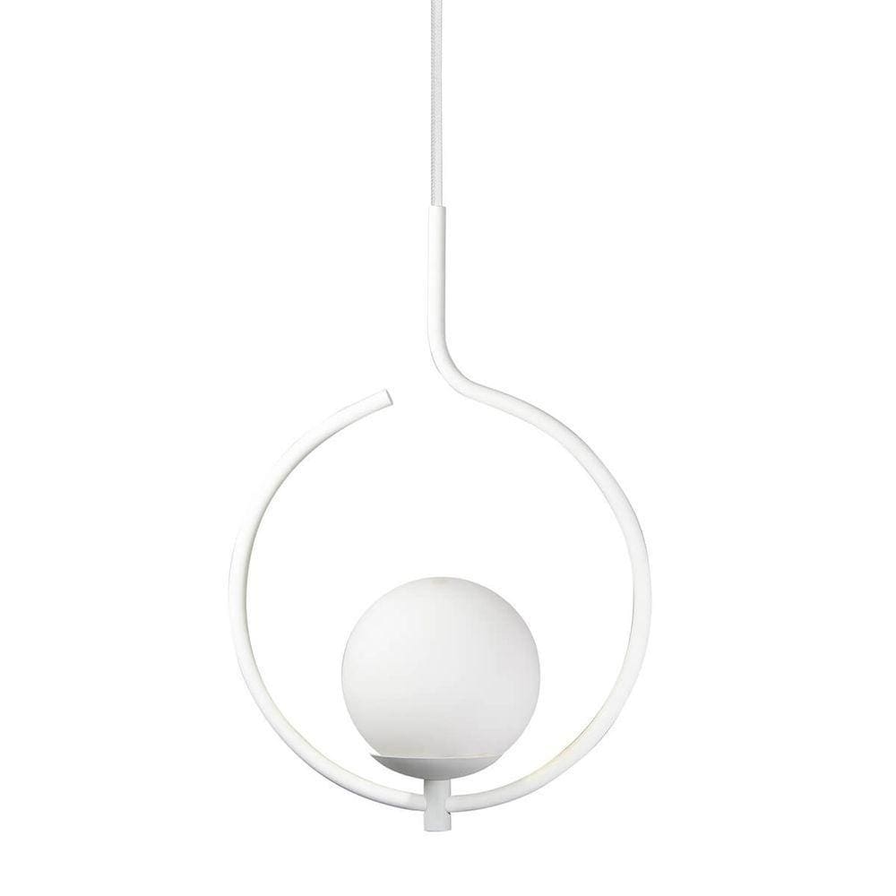 Pendente Lustre On Loop Branco Com Globo De Vidro Branco