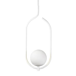 Lustre Pendente On Clip - Branco Com Globo De Vidro Branco