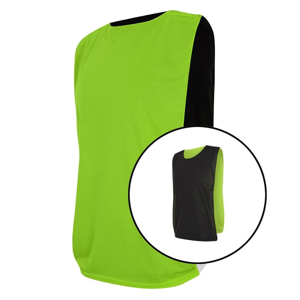 Kit com 15 Coletes Esportivos Dupla Face TRB Verde Limão e Preto