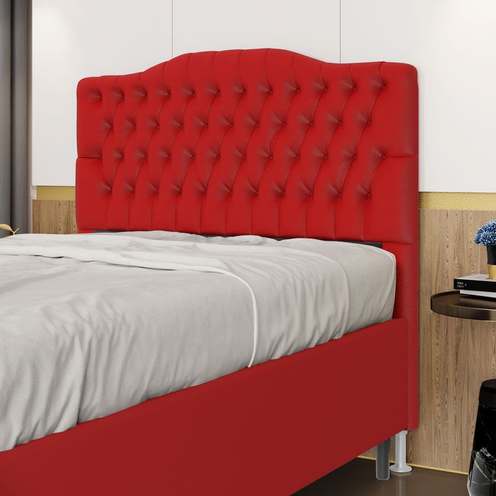 Cabeceira Pollux 140 / A-020 Couro Artificial Vermelho