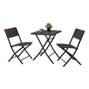 Conjunto Mesa E 2 Cadeiras Rattan Dobráveis Jardim Varanda