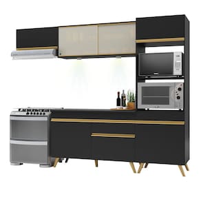Armário de Cozinha Compacta 252cm com Leds Veneza Up Multimóveis V2016