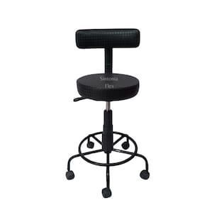 Cad. mocho podologo estética c/ regulagem de altura a gás tatuador manicure-base e apoio de pés corano quadriculado pt
