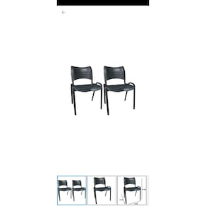 Kit 2 cadeiras prisma iso fixa desmontável empilhavel - recepção - sala de espera - cor preta